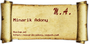 Minarik Adony névjegykártya